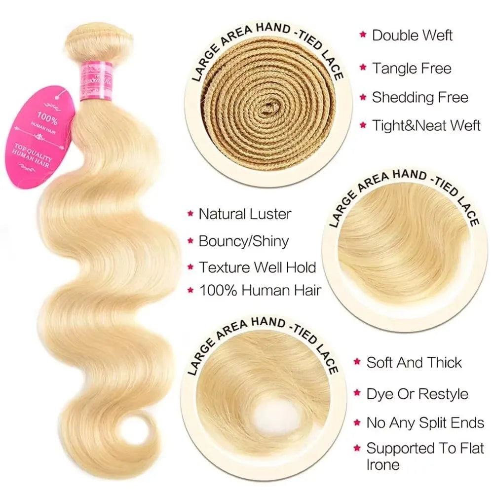 613 Blonde Body Wave Human Hair Bundles
