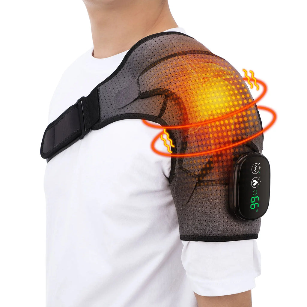 Heated Shoulder Brace and Massager, Adjustable Electric Heating Wrap for Shoulder and Arm