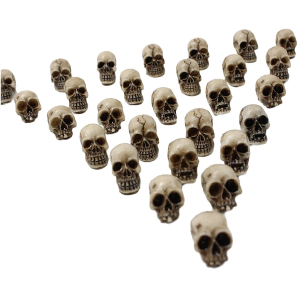 20-Piece Mini Resin Skull Figures, Halloween Gothic Decor for Fairy Gardens and Crafts