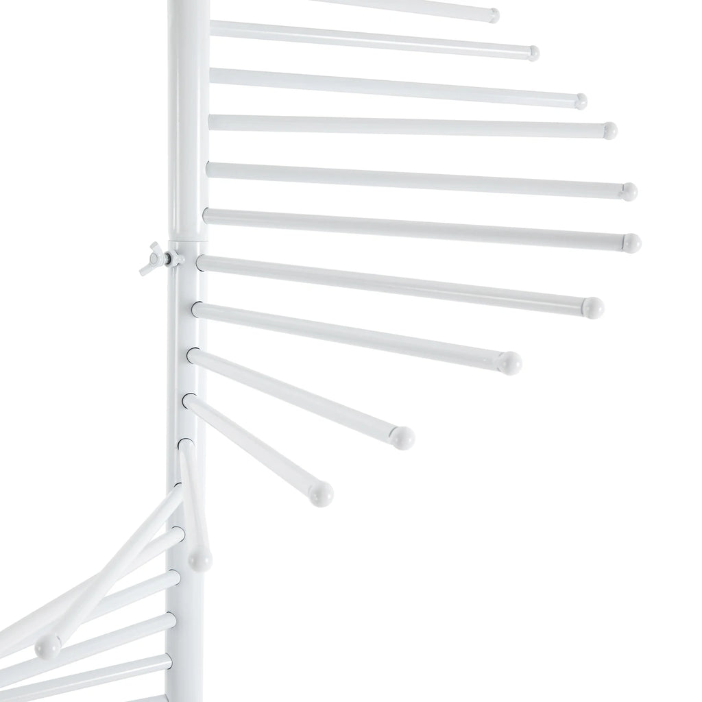 Freestanding Spiral Scarf Display Rack Black Baking Paint Iron Floor Shawl Organizer 5.58FT Tall 16.54IN Base Anti-Rust Anti-Slip Round Edge Easy Assemble For Clothing Store Mall Closet Hat Belt Jewelry Display