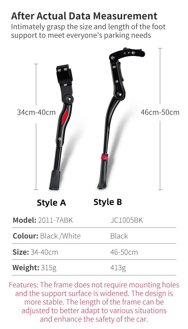 ROCKBROS Bicycle Kickstand Parking Cycling Adjustable MTB Road Racks Bike Support Side Kick Stand Foot Brace Accessories