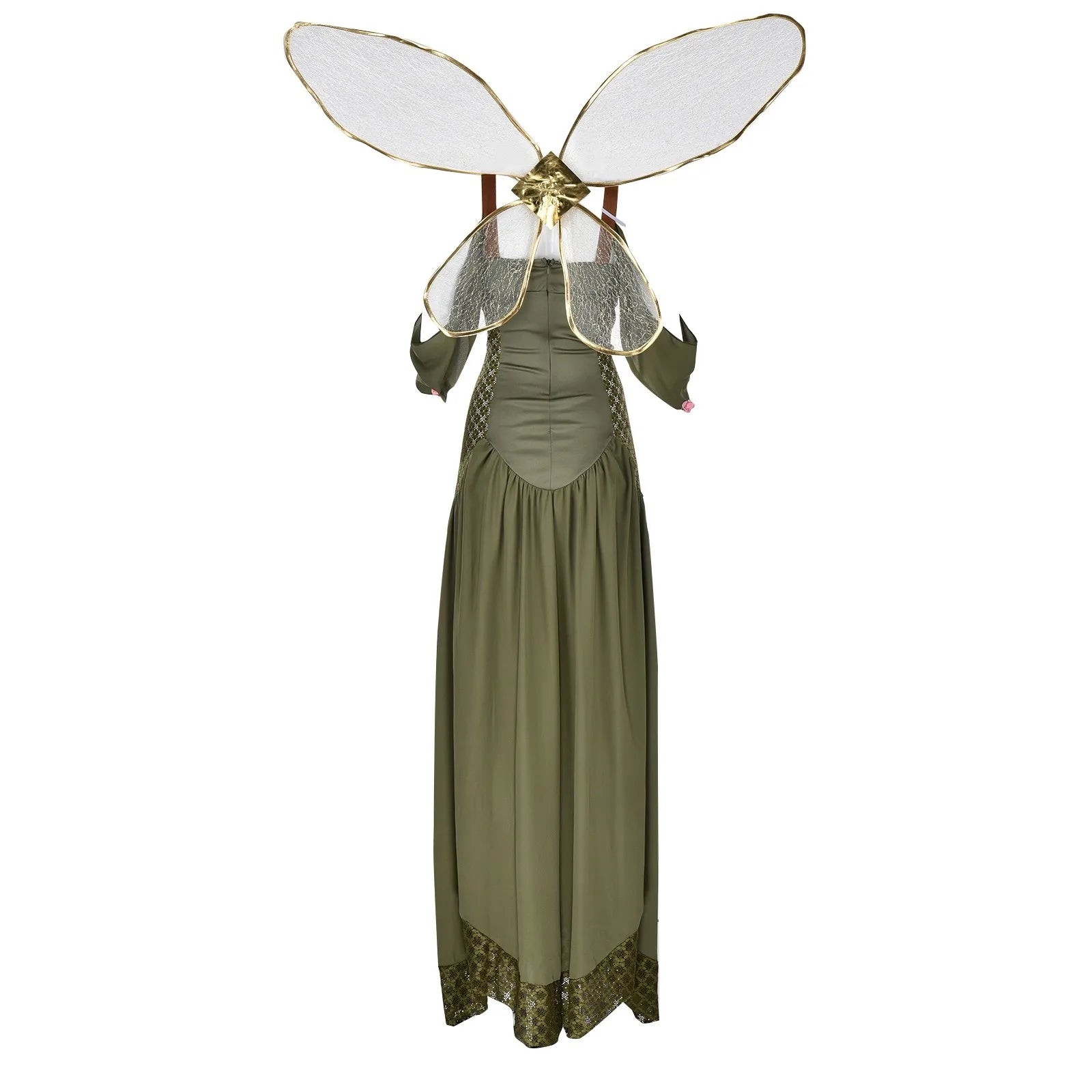 Green Fairy Wing Dresses for Women Halloween Cosplay Costumes Cos Fairy Princess Medieval Corset Long Dress Lace Up Party Dress