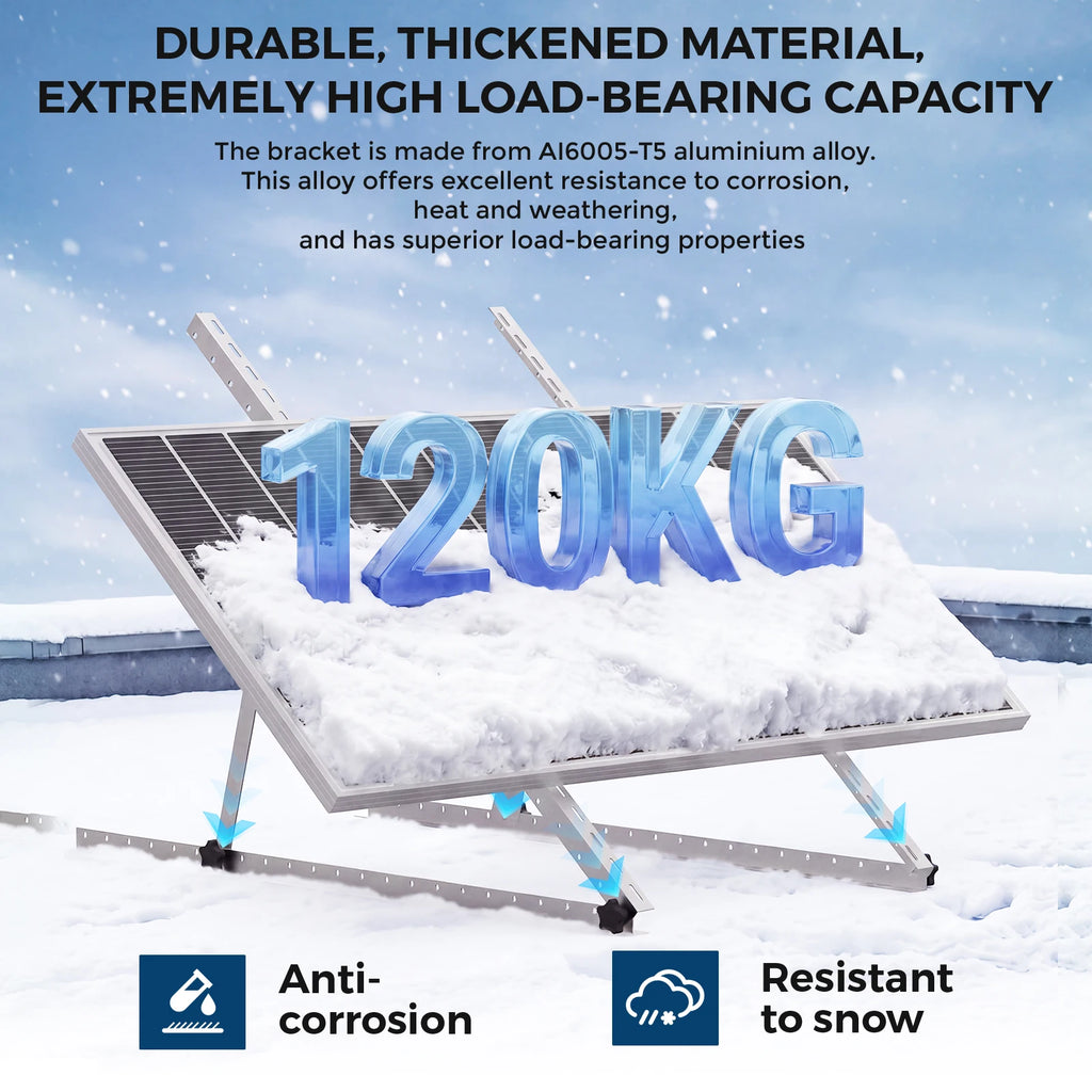 47/45 Inch Upgraded Adjustable Solar Panel Tilt Mount Bracket Foldable Tilt Legs Stand Supports 100‑500W Solar Panels 1/2/4 Pack for Roof RV Boat