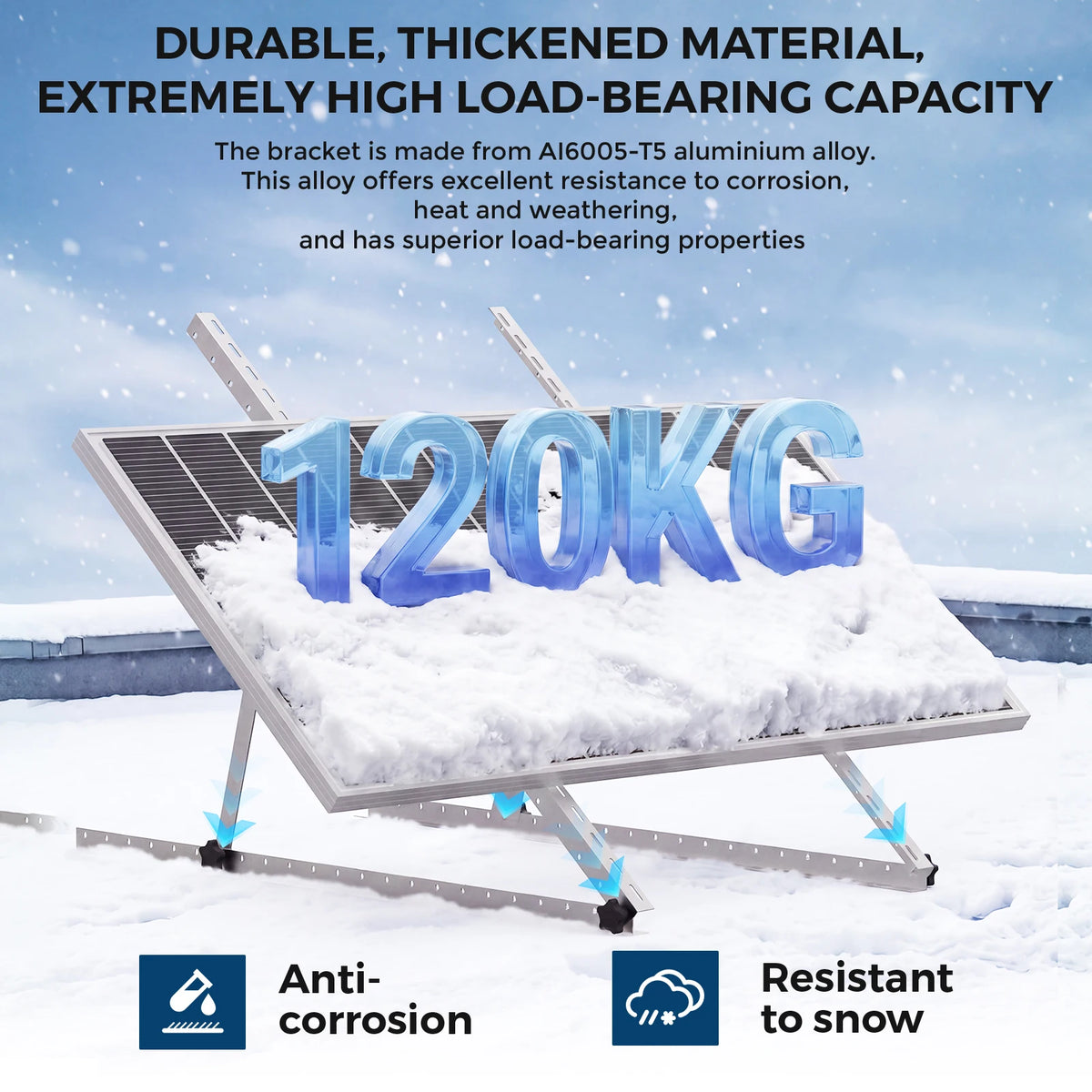 47/45 Inch Upgraded Adjustable Solar Panel Tilt Mount Bracket Foldable Tilt Legs Stand Supports 100‑500W Solar Panels 1/2/4 Pack for Roof RV Boat