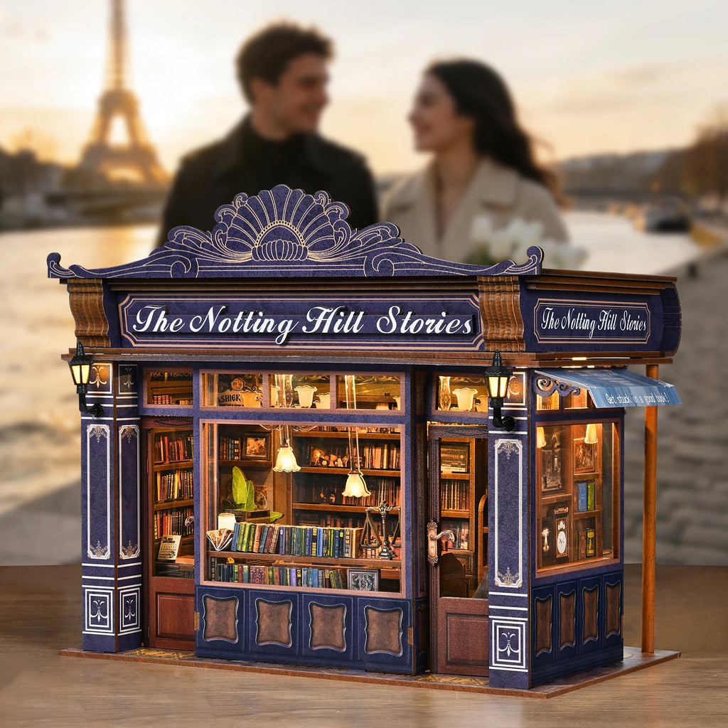 DIY Book Nook Kit, Bookstore 3D Wooden Bookshelf Insert
