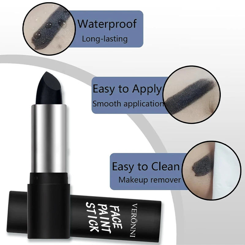 6 Colors Face Body Paint Stick Cream Eyeblack Tube Black Body Painting Blendable Sticks For Halloween Cosplay Joker Paint Makeup