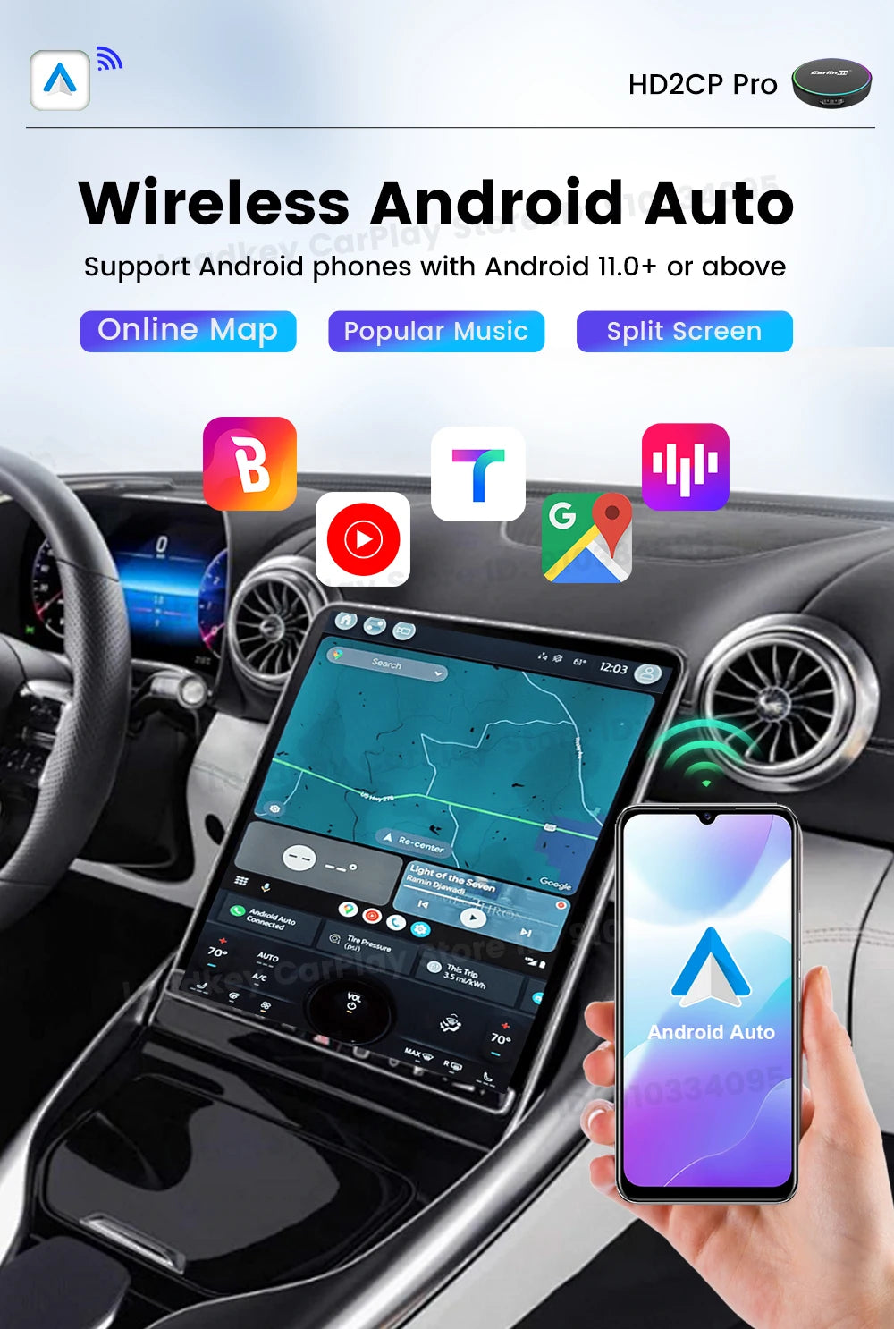 2026 CarlinKit HD2CP Pro CarPlay to HDMI Wireless Adapter CarPlay Android Auto 2K HDMI Input Support Tv Stick Laptop Tv Box 5.0