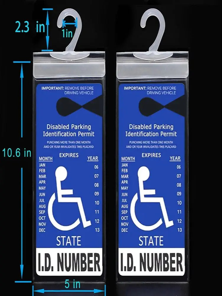 LotFancy Handicap Placard Holder- 10.6" x 5", Ultra Transparent Disabled Parking Permit Sign Protector Hanger Sleeve - Pack of 2