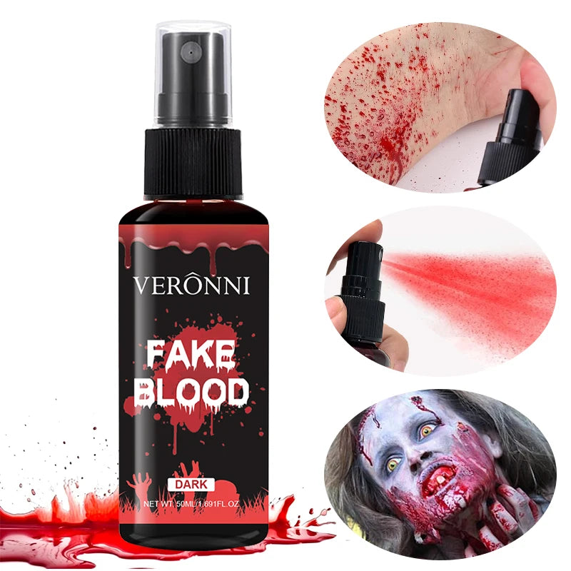 Halloween Fake Blood Spray Horror Fancy Dress Costume Halloween Cosplay Makeup Party Tool 50ml for Clothes Zombie Costume Effect