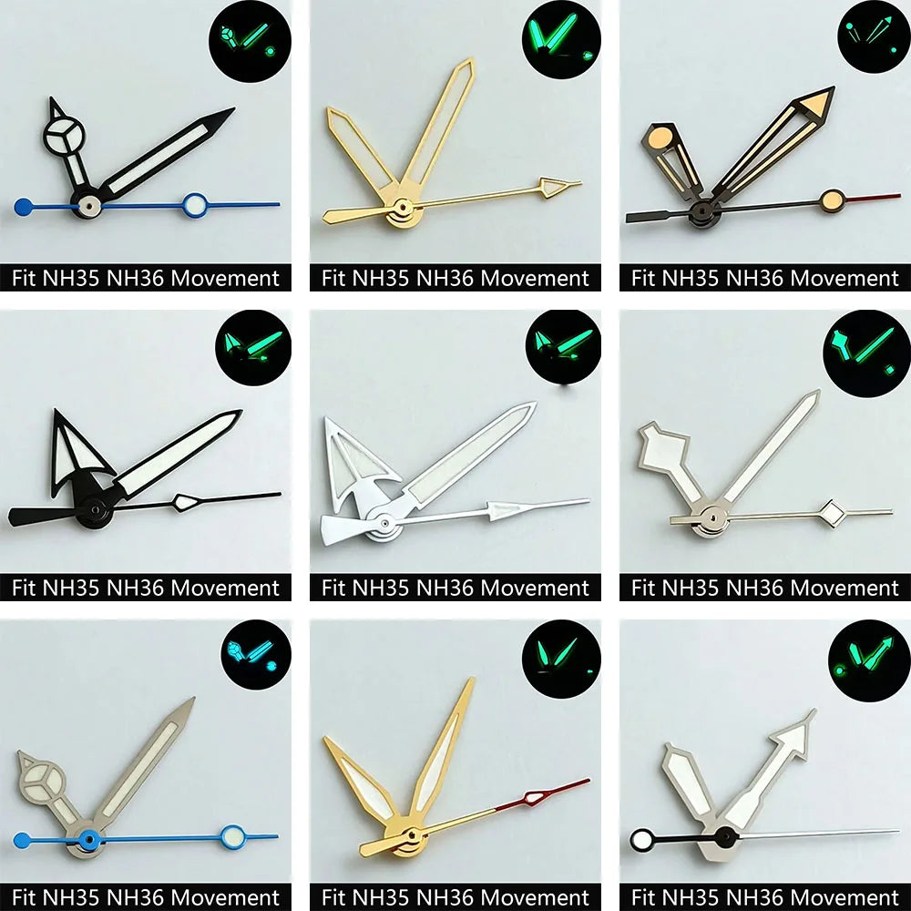 High Quality Watch Pointer Green/Blue-Green Glow Suitable for N H35/NH36 Sports Watch Pointer Watch Accessories
