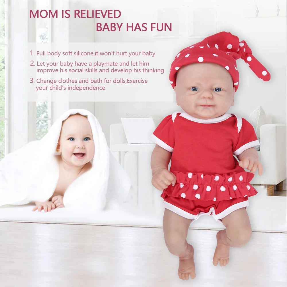 14-inch Full Body Silicone Reborn Baby Doll, Soft Lifelike Newborn Girl Doll