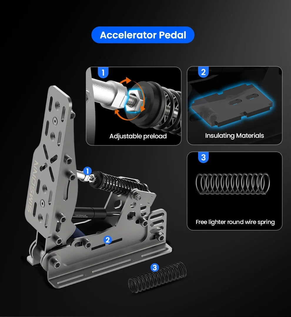 SIMSONN Plus X Sim Racing Simulator Pedal PC Simracing Pedals Support VAM and VAM RPO Vibration Motor Driving Game Accessories