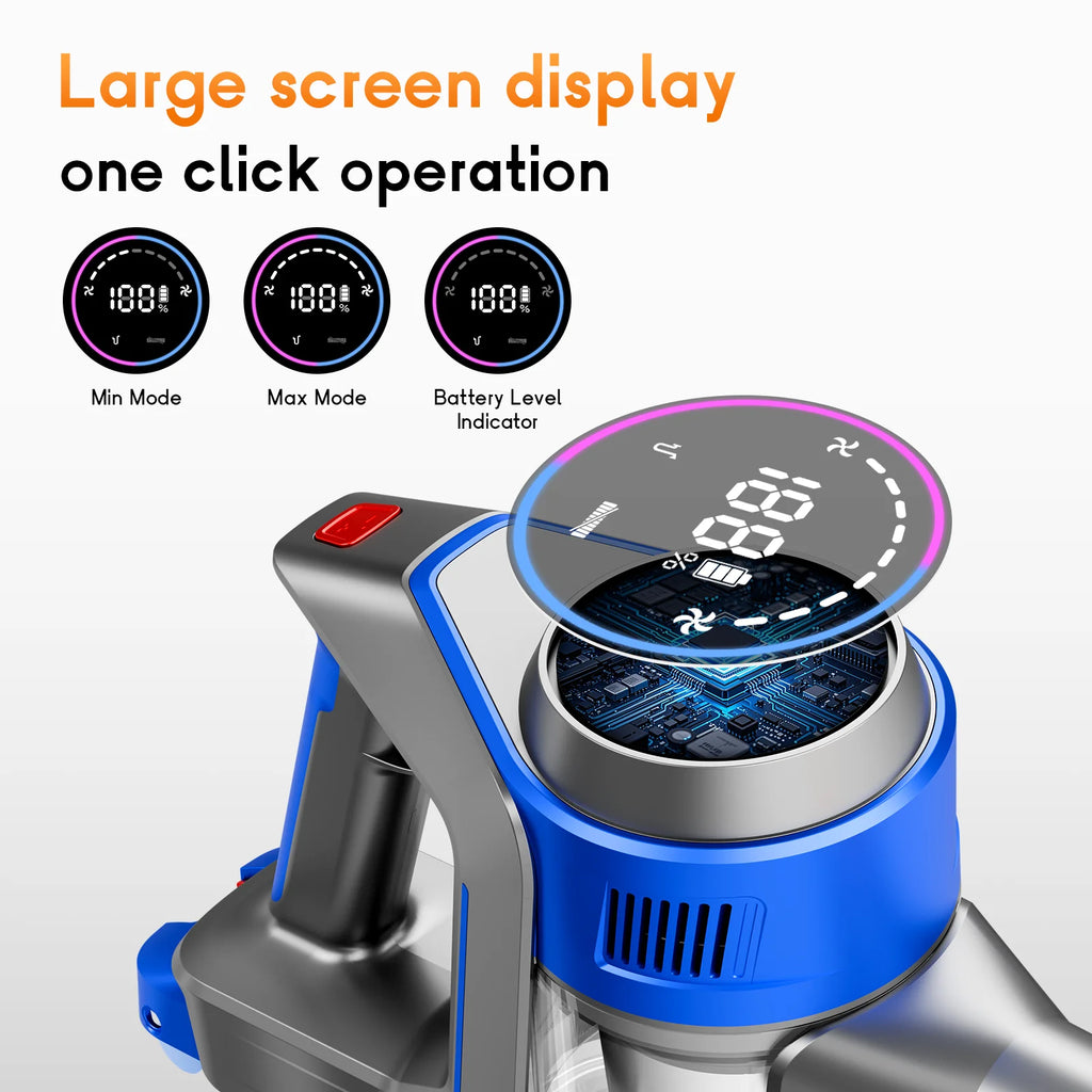 78KPA Cordless Vacuum Cleaner with LED High Power Strong Suction Wet and Dry Handheld Vacuum Cleaner for Fur Rug