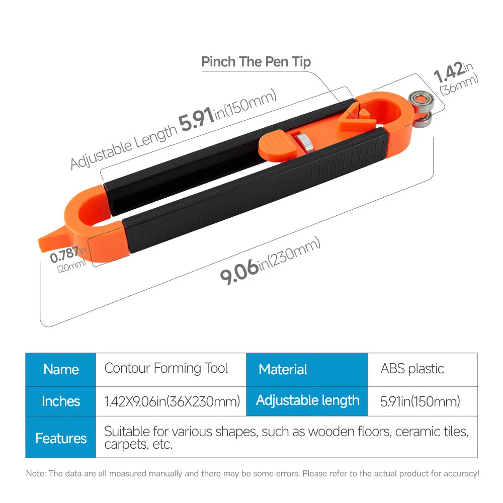 Adjustable Locking Profile Scribing Ruler Precision Contour Gauge Irregular Shape Copier Measuring Tool for Woodworking Flooring Cabinetry Tile Pipe
