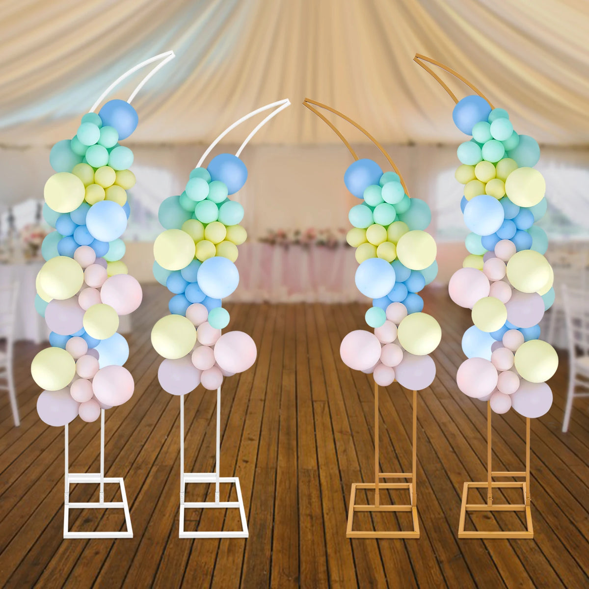 2-Piece Curved Wedding Arch Stand  Ceremony Backdrop Bracket Decorative Arch Frame for Weddings/Parties