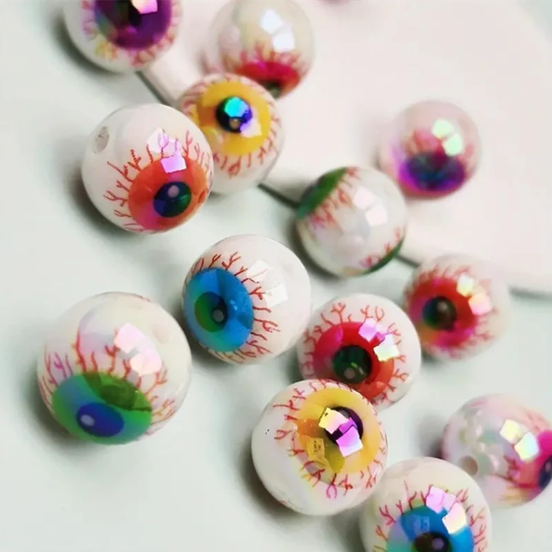 10-Piece 16mm Evil Eye Acrylic Beads, Mixed Color Spacer Beads for DIY Jewelry
