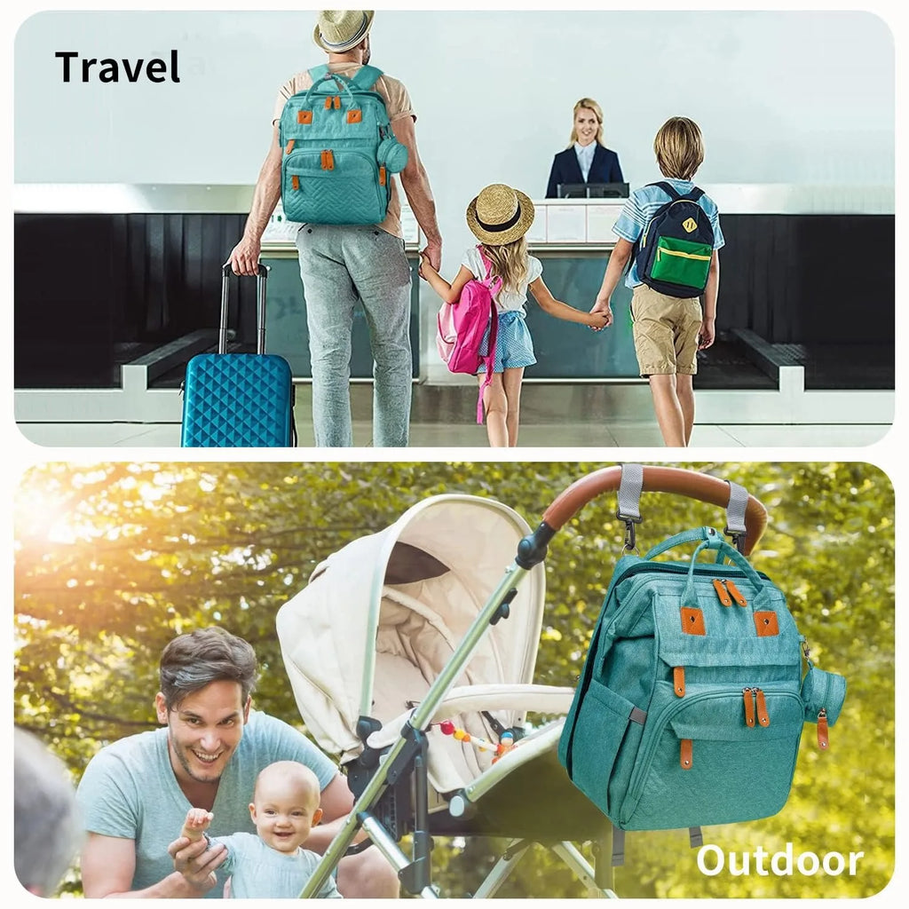 Baby Diaper Bags with Changing Station, Waterproof Large Capacity Diaper Bag Backpack for Moms Dads with USB Charging Port and Stroller Straps