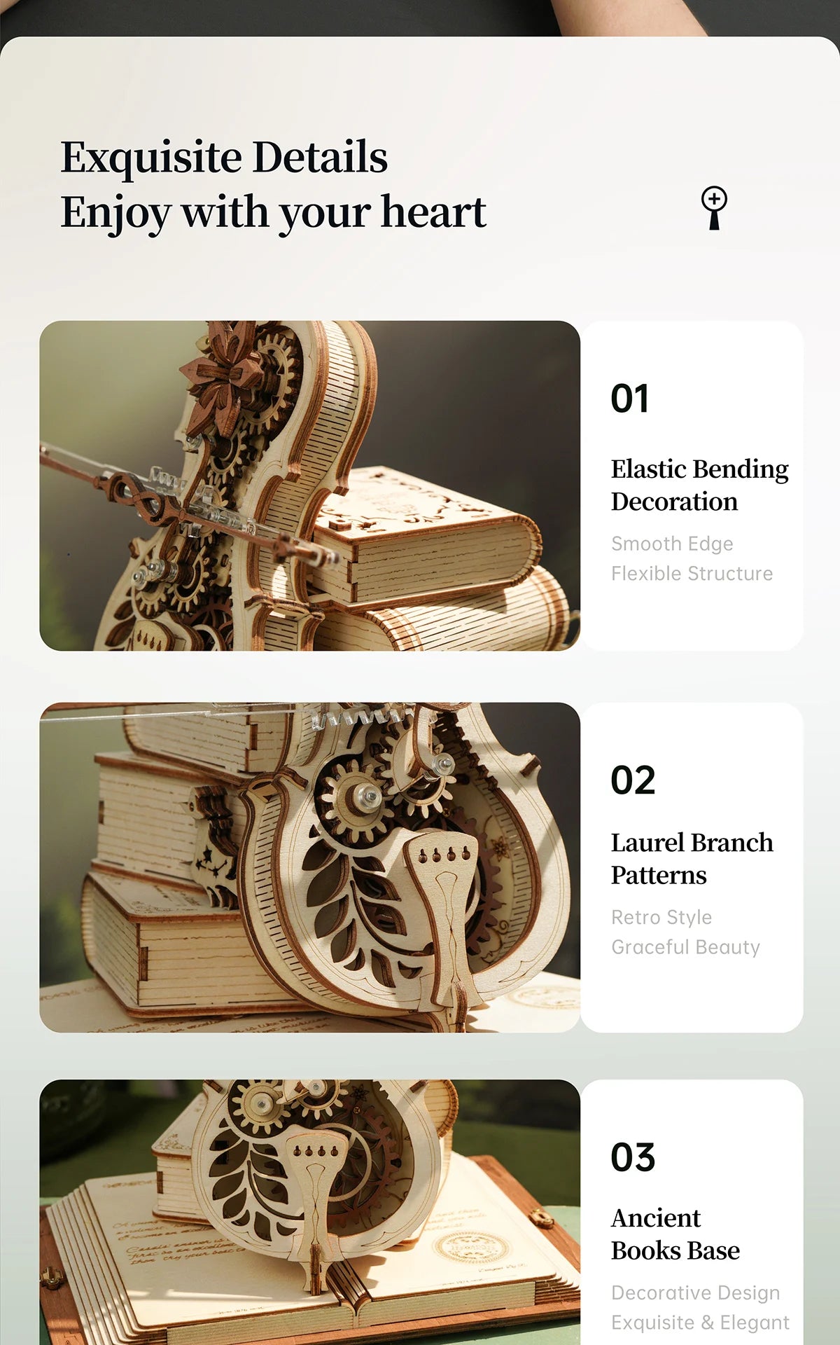 Robotime ROKR Magic Cello Mechanical Music Box, 3D Wooden Puzzle Kit