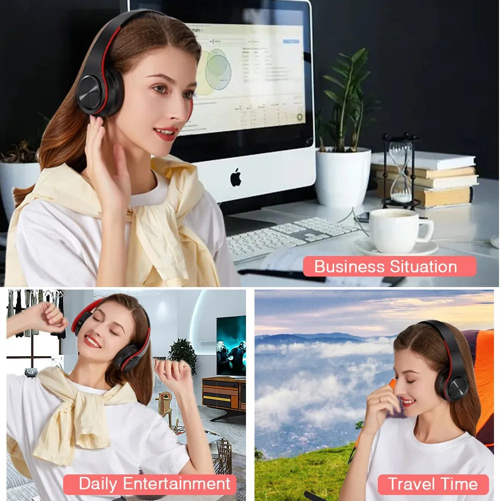 Wireless Bluetooth Stereo Headset Upgrading Sports Overhead Earphone with Mic for Smart Phone TV PC Tablet - Music