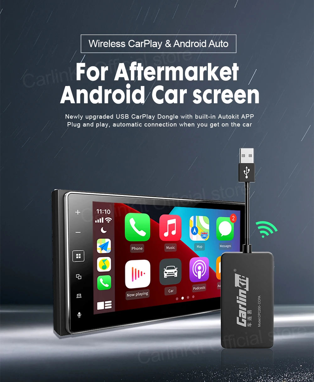 Hot Sale CarlinKit USB Wireless&Wired CarPlay Dongle Android Auto AI Box Mirrorlink Car Multimedia Player Bluetooth Auto Connect