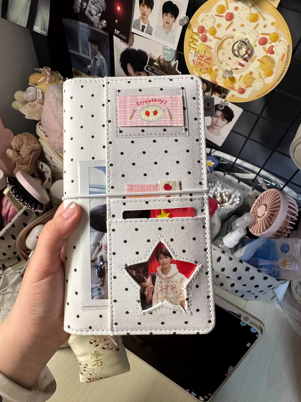 A6 Retro Polka Dot PU Leather Ring Binder Journal, 45-Sheet Refillable Planner