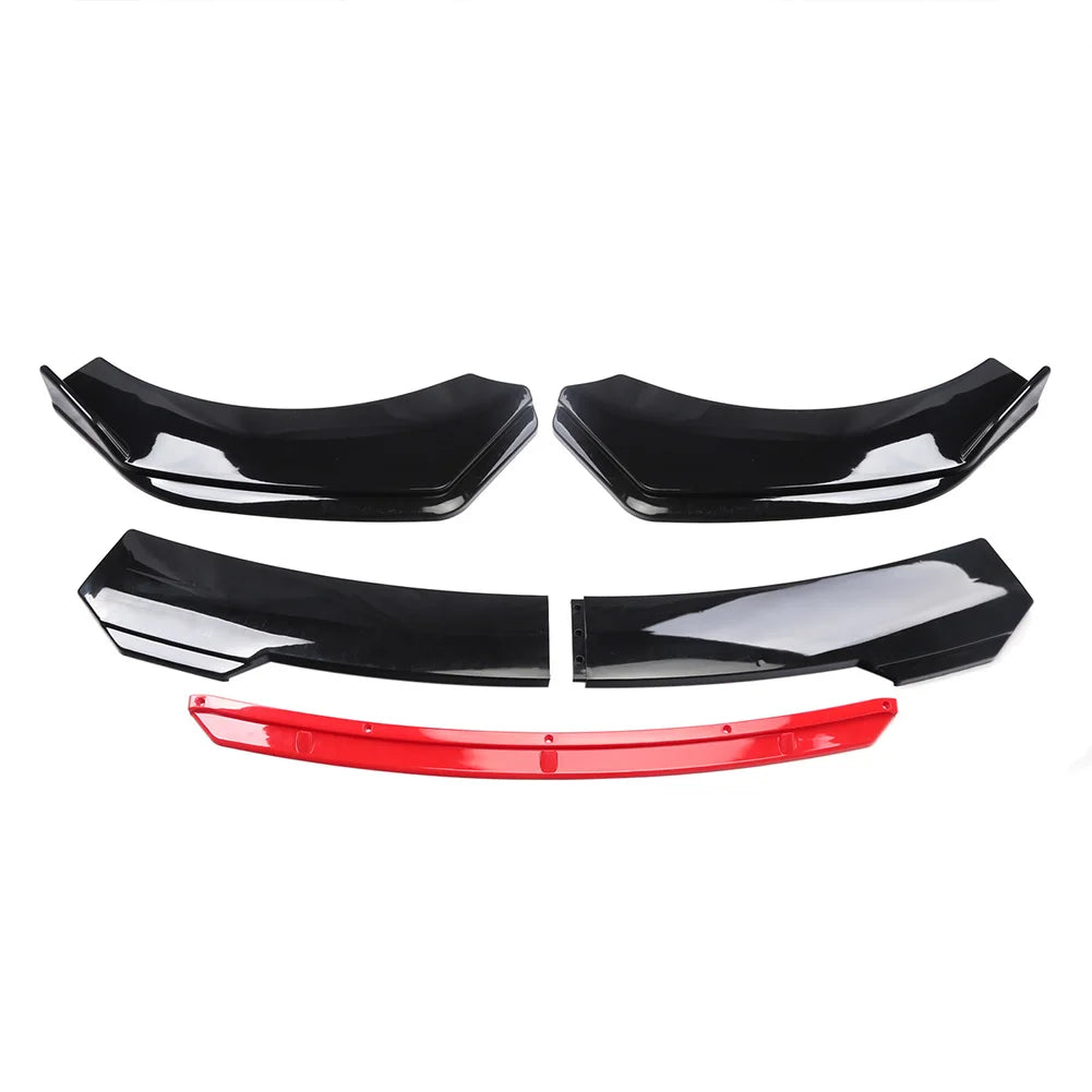 Front Bumper Lip Spoiler Splitter And Side Skirt Kit, Anti-Collision ABS Car Chin Spoiler Diffuser Protector For 1.9M Wide Cars