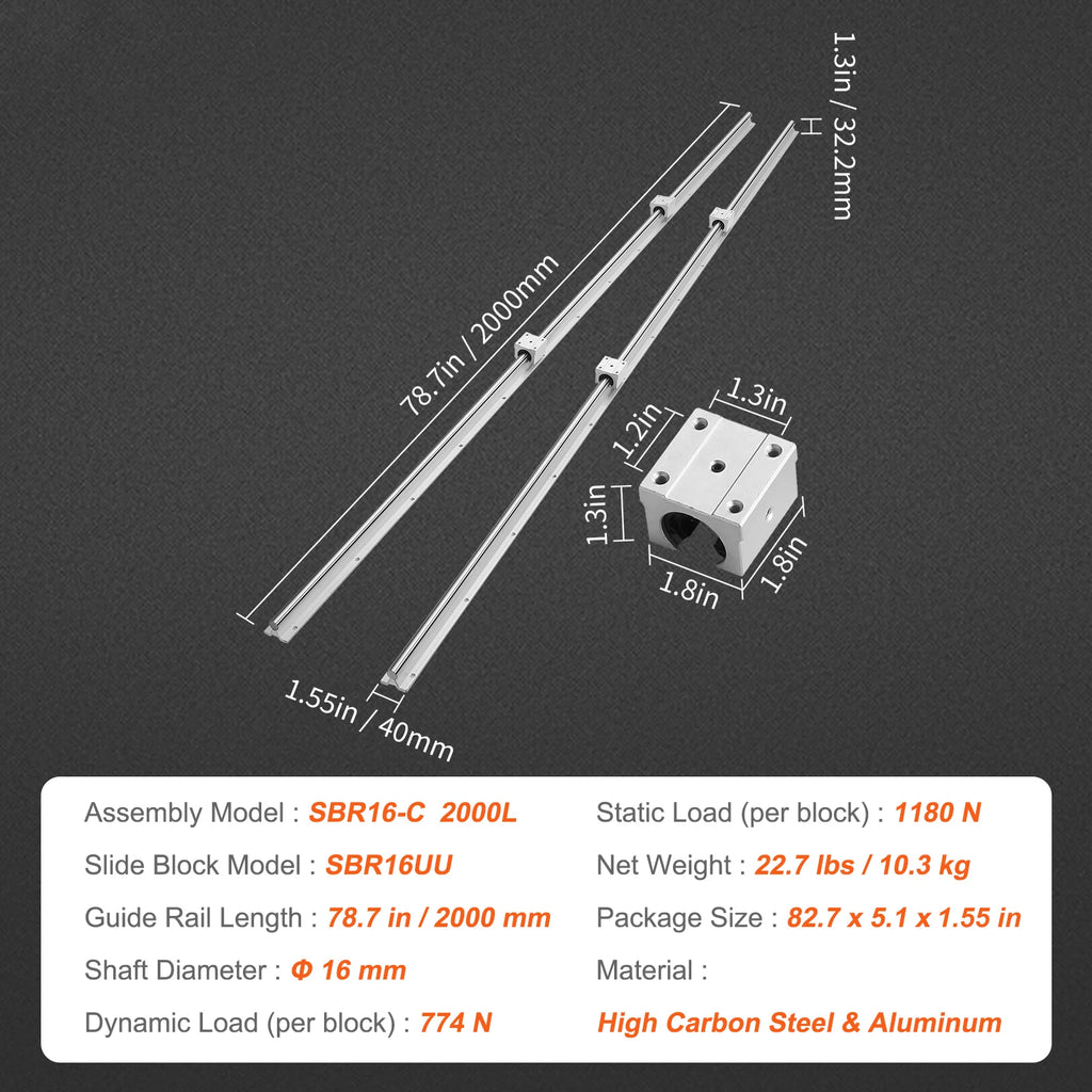 SucceBuy SBR Linear Guide Rail Set with Bearing Blocks