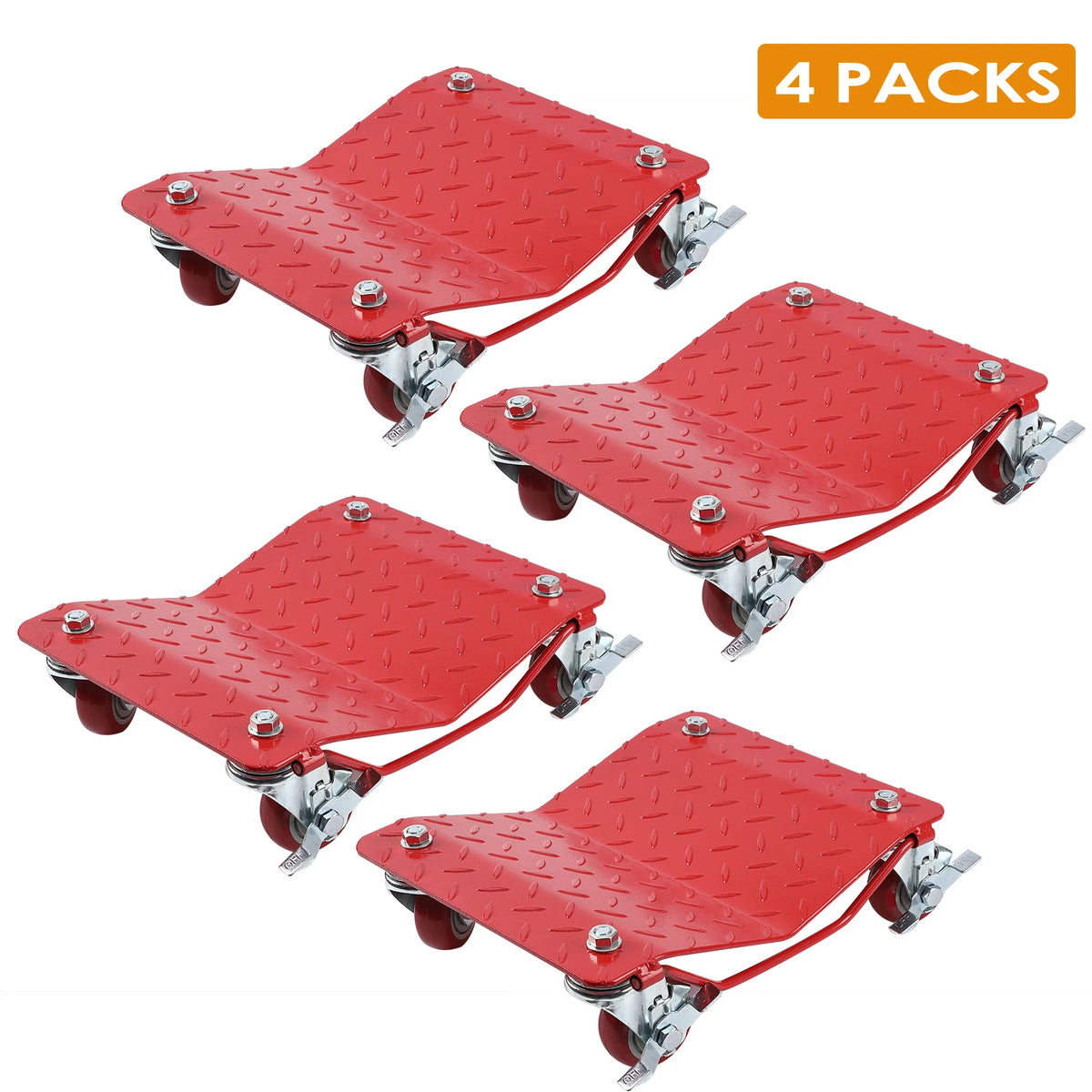 Car Tire Wheel Trolley Dollies 2/4PCS 1500lb Each Weight Capacity Vehicle Skate Moving Tire with 4 Casters Auto Repair Mover