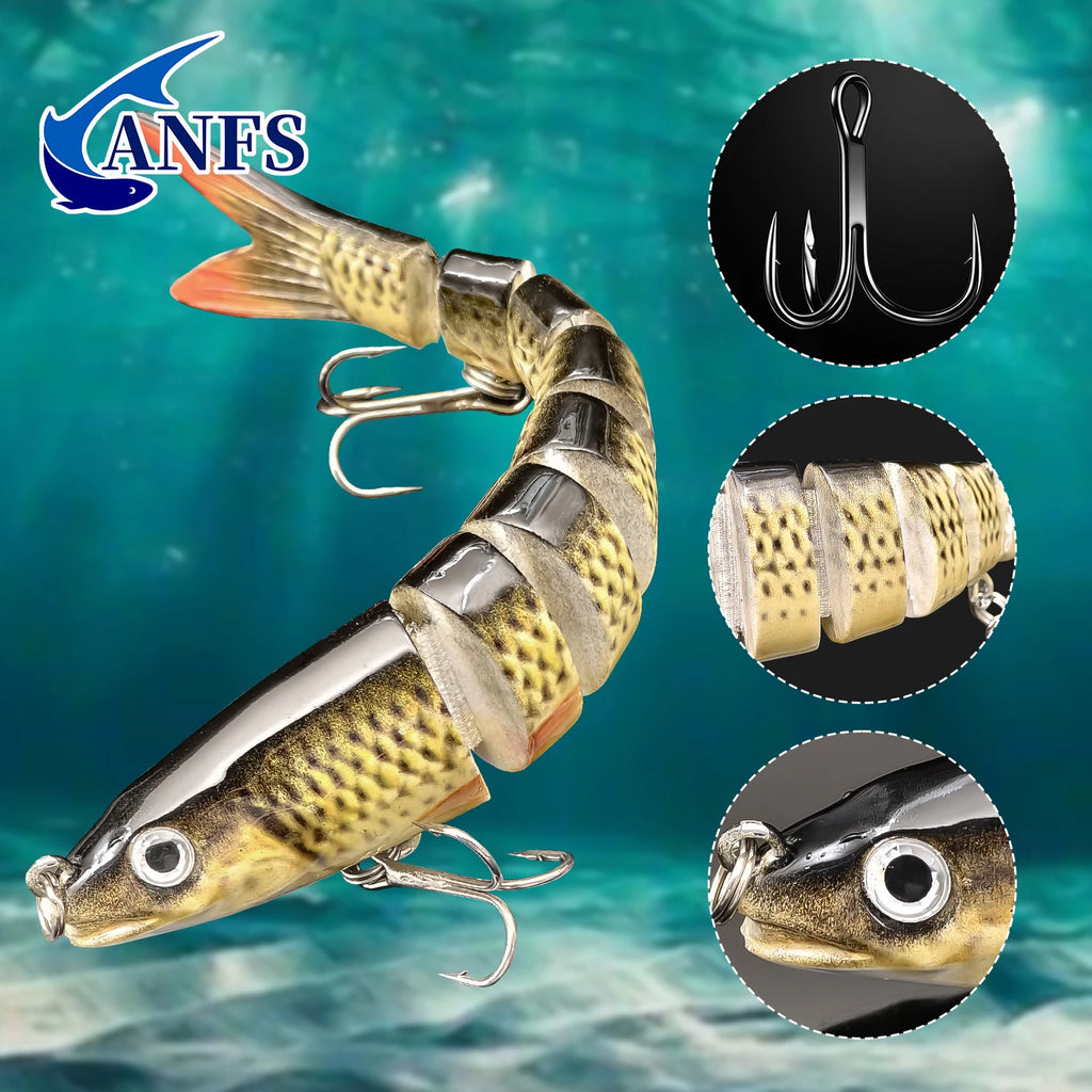 5-Piece Jointed Swimbait Fishing Lures, Realistic Sinking Multi-Section Hard Baits