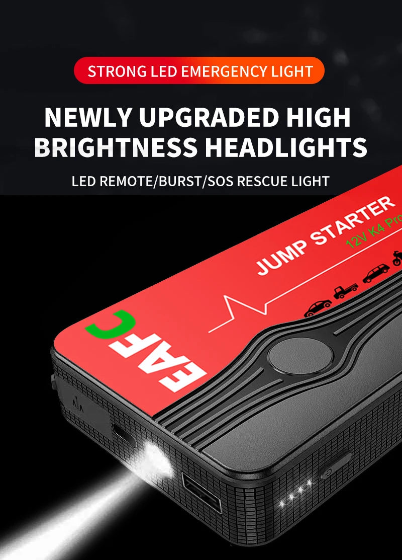 12V Car Jump Start 600A-2000A Car Battery Starter Booster Auto Starting Device Emergency Start Portable Power Bank