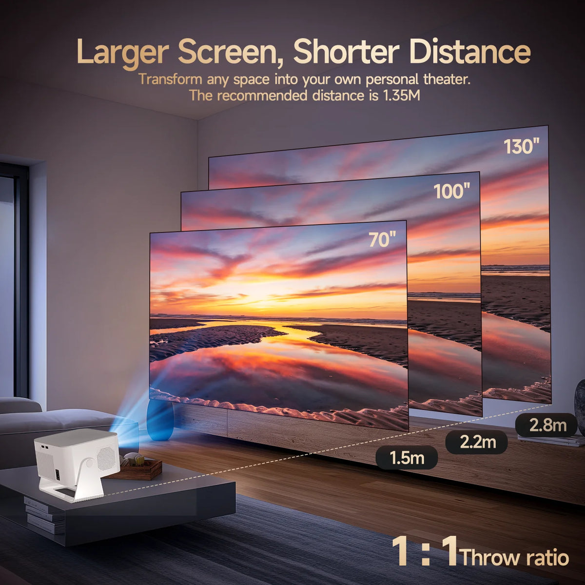 Android 14 900ANSI Projector Auto Focus Native 1080P Support 8K With Wifi6 BT5.4 Portable Movie Outdoor HY350Max