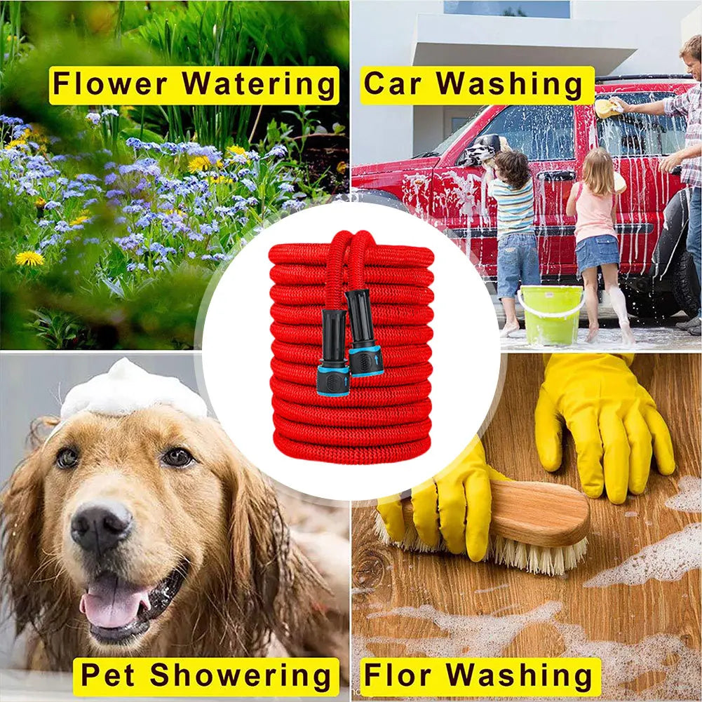 25FT-100FT(after water injection) Expandable Magic Hose Suitable for 3/4 " 1/2" Faucets High-Pressure Car Wash Water Gun Hose