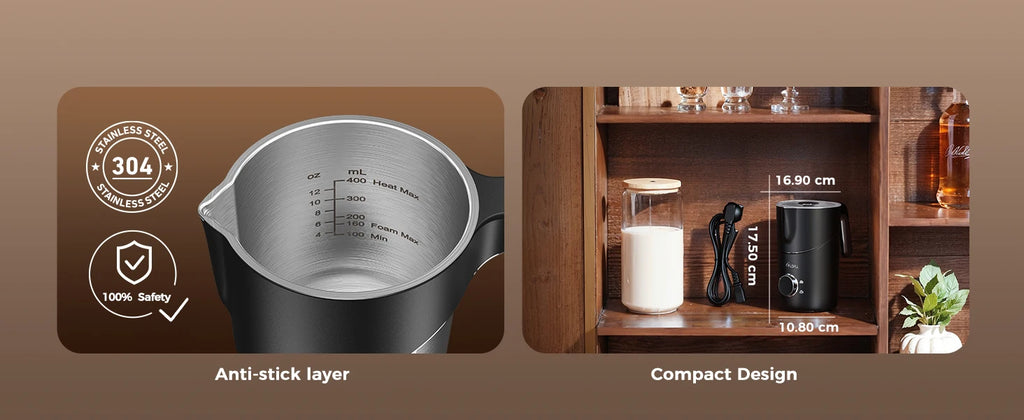 Electric Milk Frother Automatic Rotary Foamer for Coffee Cappuccino Latte Hot and Cold Foam Maker Split Type Milk Foamer
