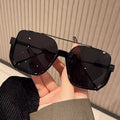 Unisex Half-Frame Double Bridge Sunglasses UV400, Fashion Metal Sunnies