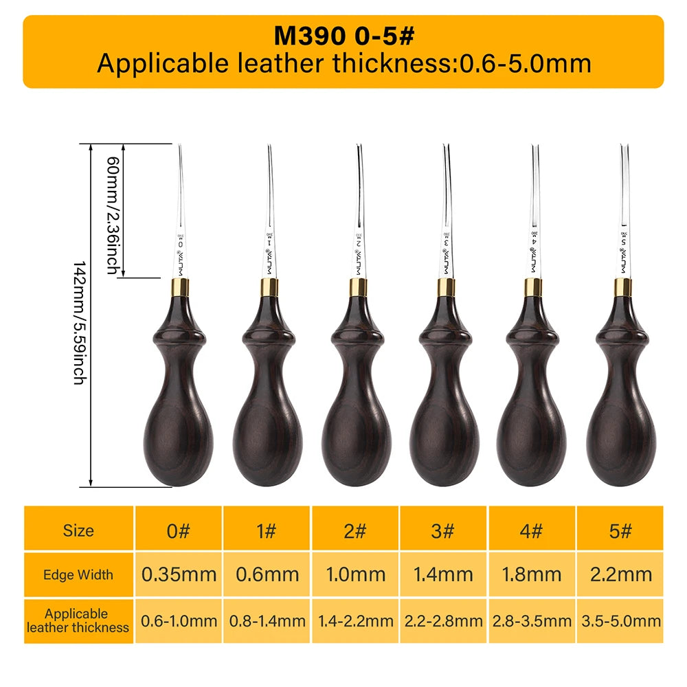 WUTA 1PC Leather Edge Beveler PRO Skiving Craft Work M390 / DC53 Steel Ebony Handle Cutter Edger Creaser Skiver Leather Tools