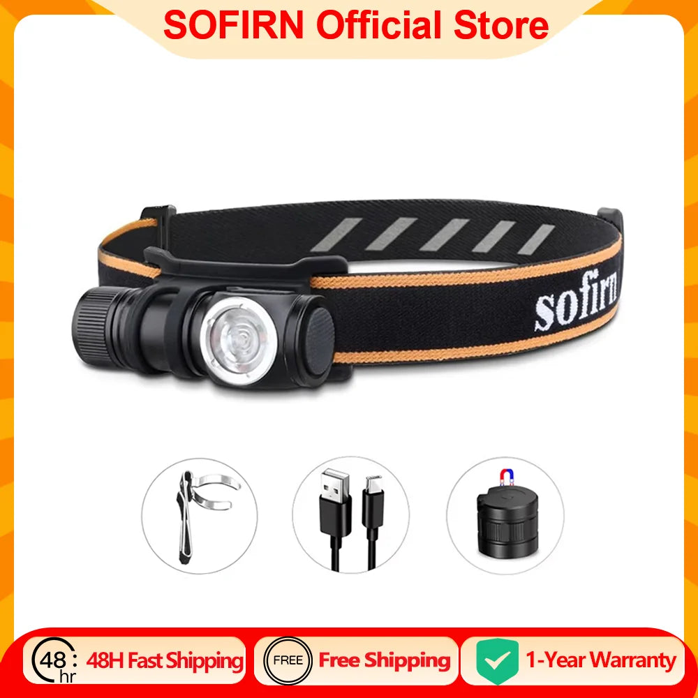 HS10 USB C Rechargeable Mini 16340 Headlamp 1100lm TN-3535 90CRI Angle Flashlight TIR Optics with Magnet Tail 2 Groups