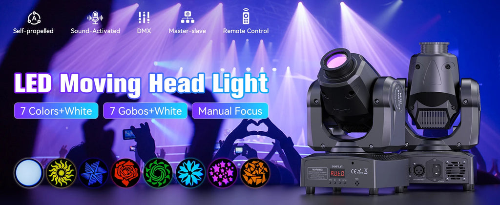 60W Gobo Moving Head Light DMX Remote Control Stage Lighting Effect Projector for DJ Disco Party Bar Club Wedding Birthday