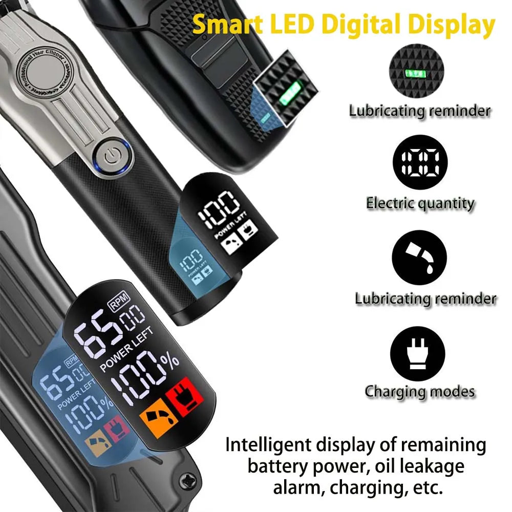 Professional Hair Clipper Set for Men, Cordless Haircut Kit with LED Display, 3-in-1/2-in-1/1pc Rechargeable Hair Clipper & T-Blade Trimmer & Electric Shaver, Barber Zero-Gapped Detailer, DIY Grooming Tools with Scissors, Com