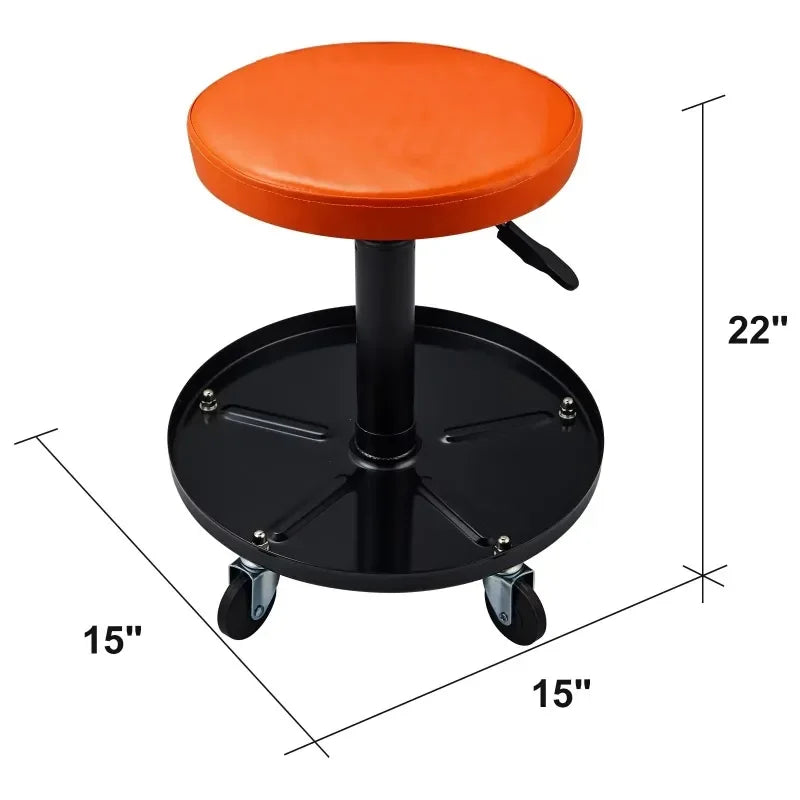 Mechanic Stool, 250 LBS Rolling Pneumatic Creeper Garage/Shop Seat, Adjustable Height 22 In-28 in Padded Rolling Workshop Stool