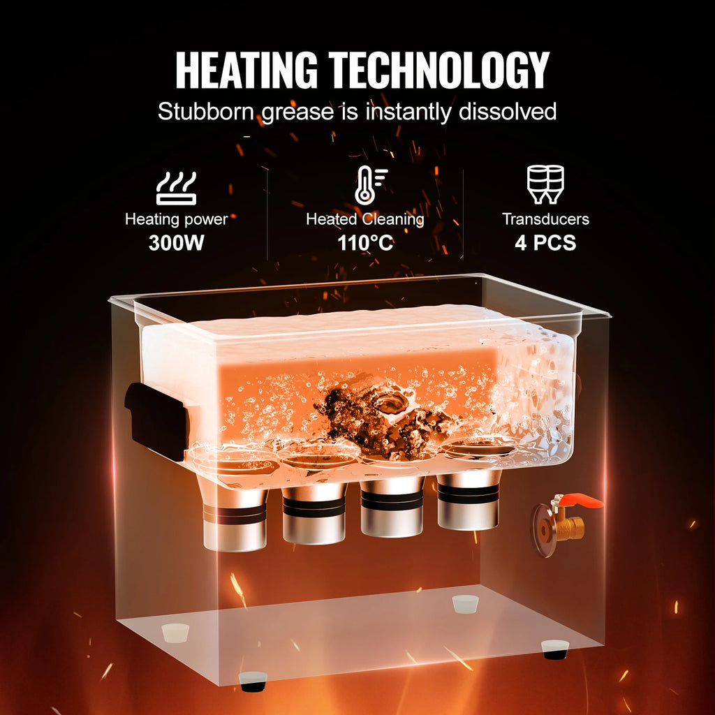 SucceBuy 2/3/6/10/15/30L Ultrasonic Cleaner with Heater Timer for Lab Tools Metal Parts Carburetor Brass Auto Parts Engine Parts