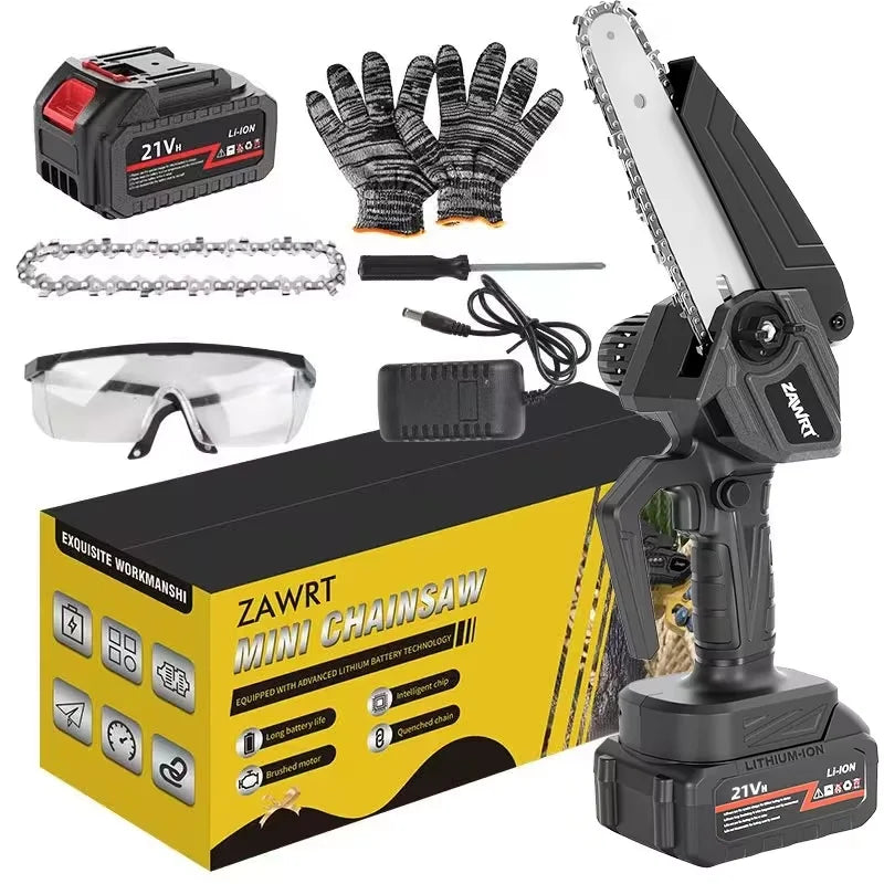 Mini 6-inch Cordless Chainsaw With Splash Guard & Safety Lock, Great For Gardening, Camping, Firewood, And A Perfect Gift For Parents.Black Friday Discount Promotion, Birthday, Christmas Or Festival Gift
