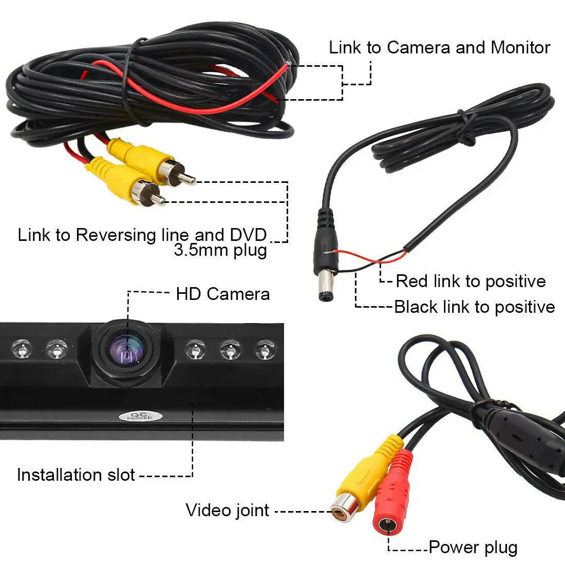 New Universal License Plate Metal Frame Rear View Backup Camera CMOS HD 8 LED Night Vision 170° Waterproof Car Reverse Camera