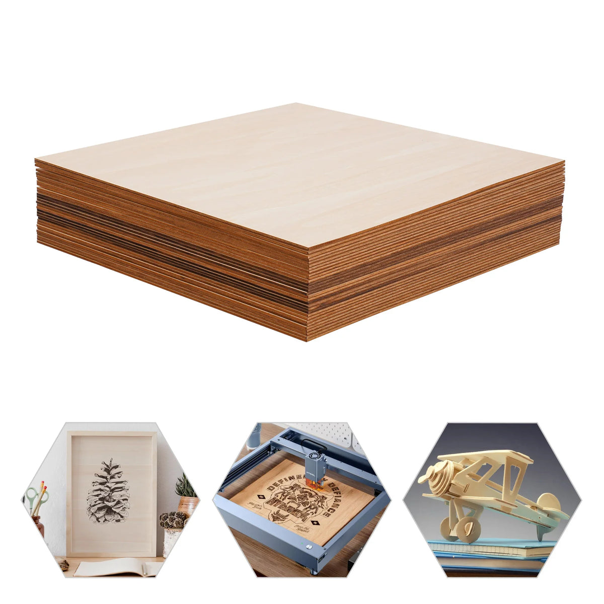 30PCS Board for Wood DIY Home Decor, Basswood Sheets, Rectangle Blank Wooden 2.7mm Thickness