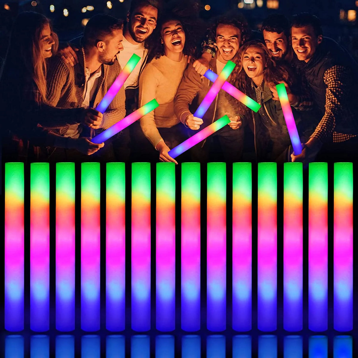 Glow Sticks Bulk 102Pack LED Light Up Foam Sticks 3 Modes Color Flashing,Glow Party Supplies for Wedding Birthday Concert
