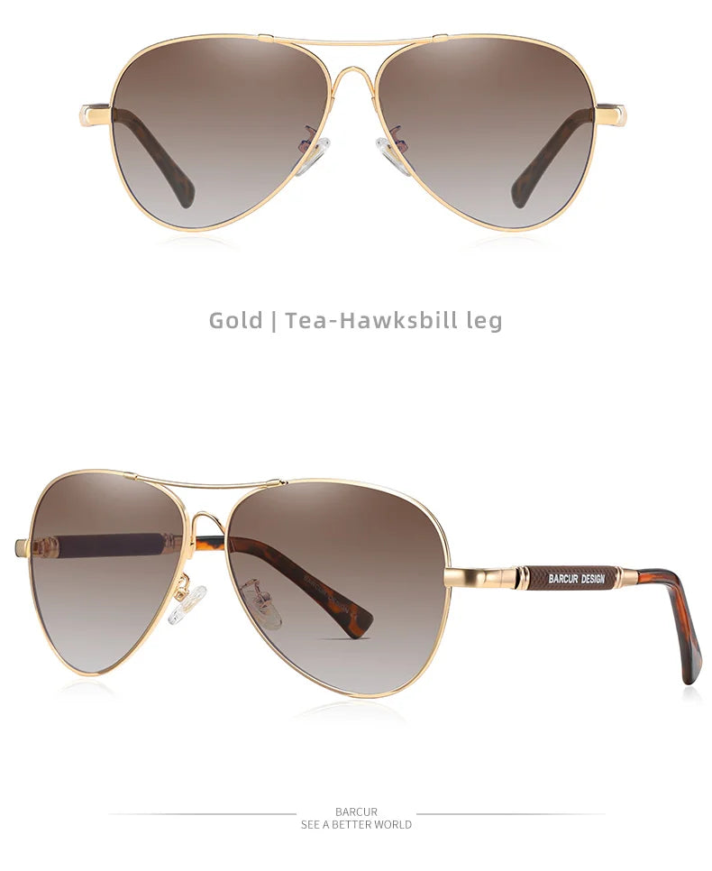 BARCUR Original Men Sunglasses Polarized Anti Blue Light Protect Men's Sun Glasses Women Pilot UV400 Eyewear