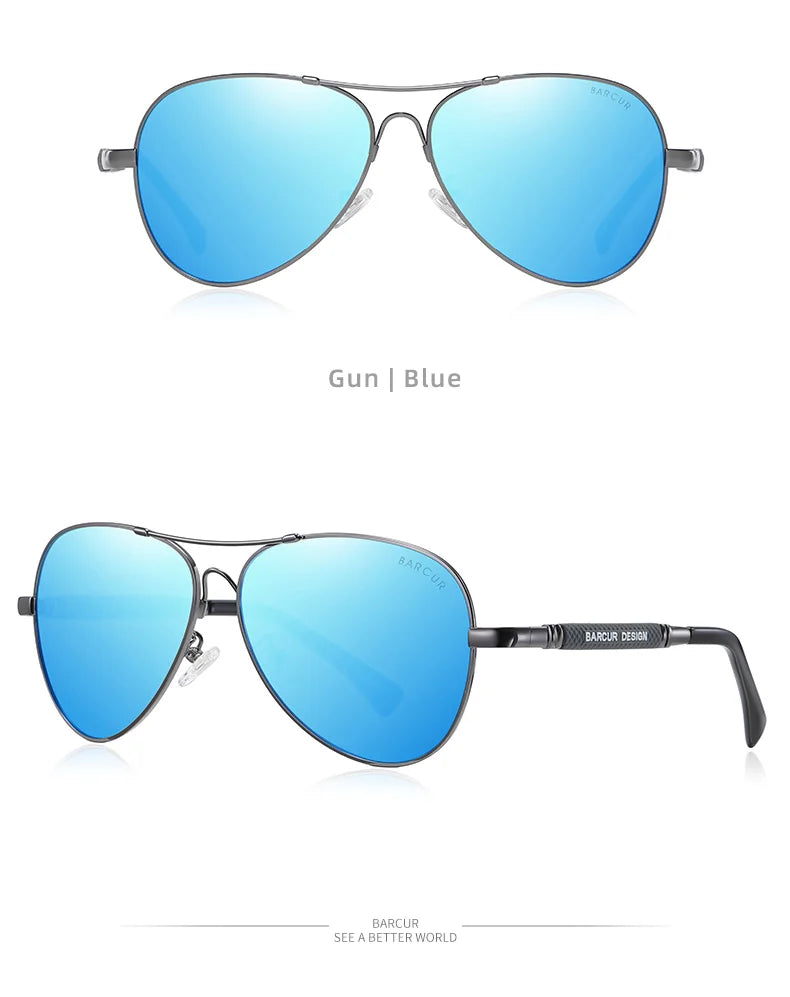 BARCUR Original Men Sunglasses Polarized Anti Blue Light Protect Men's Sun Glasses Women Pilot UV400 Eyewear