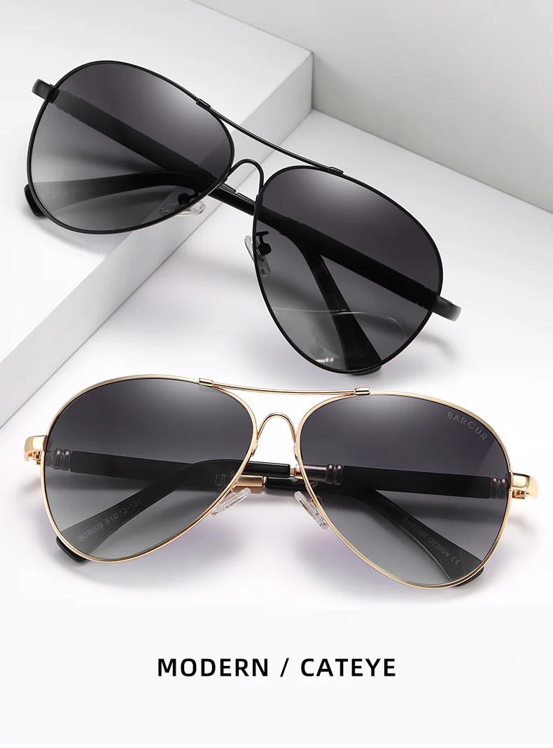 BARCUR Original Men Sunglasses Polarized Anti Blue Light Protect Men's Sun Glasses Women Pilot UV400 Eyewear