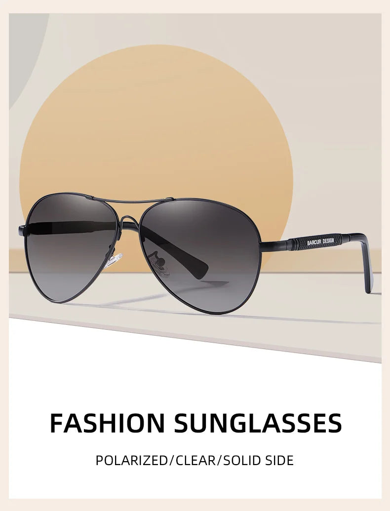 BARCUR Original Men Sunglasses Polarized Anti Blue Light Protect Men's Sun Glasses Women Pilot UV400 Eyewear