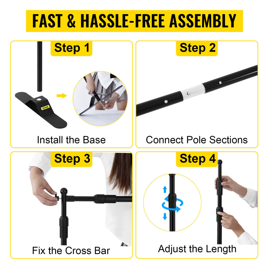3x2.4M Backdrop Background Stand Adjustable Telescopic Backdrop Banner Stand for Photocall Video Wedding Event Party