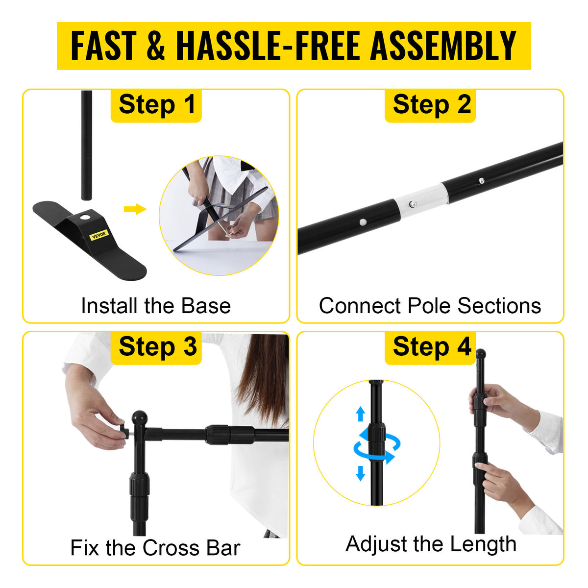 3x2.4M Backdrop Background Stand Adjustable Telescopic Backdrop Banner Stand for Photocall Video Wedding Event Party